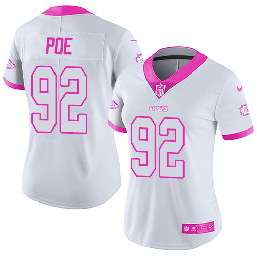 Women's Limited Dontari Poe Nike Jersey White/Pink - #92 Rush Fashion NFL Kansas City Chiefs